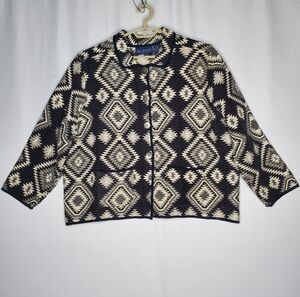 Jane Ashley Woven Aztec Jacket Womens 3X Black Western Coastal Cowgirl Vtg